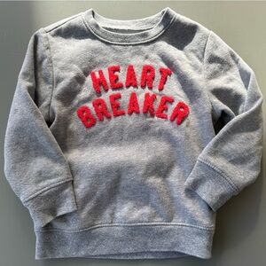 Old Navy Gray Sweatshirt with Red Heart Breaker Text
